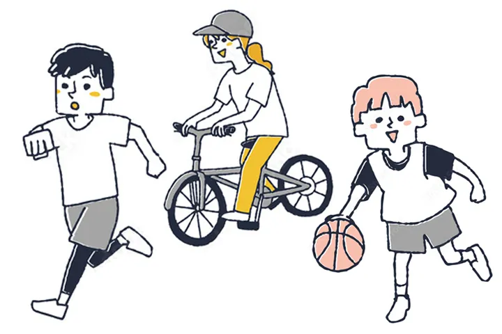有酸素運動 ジョギング、バスケ、自転車